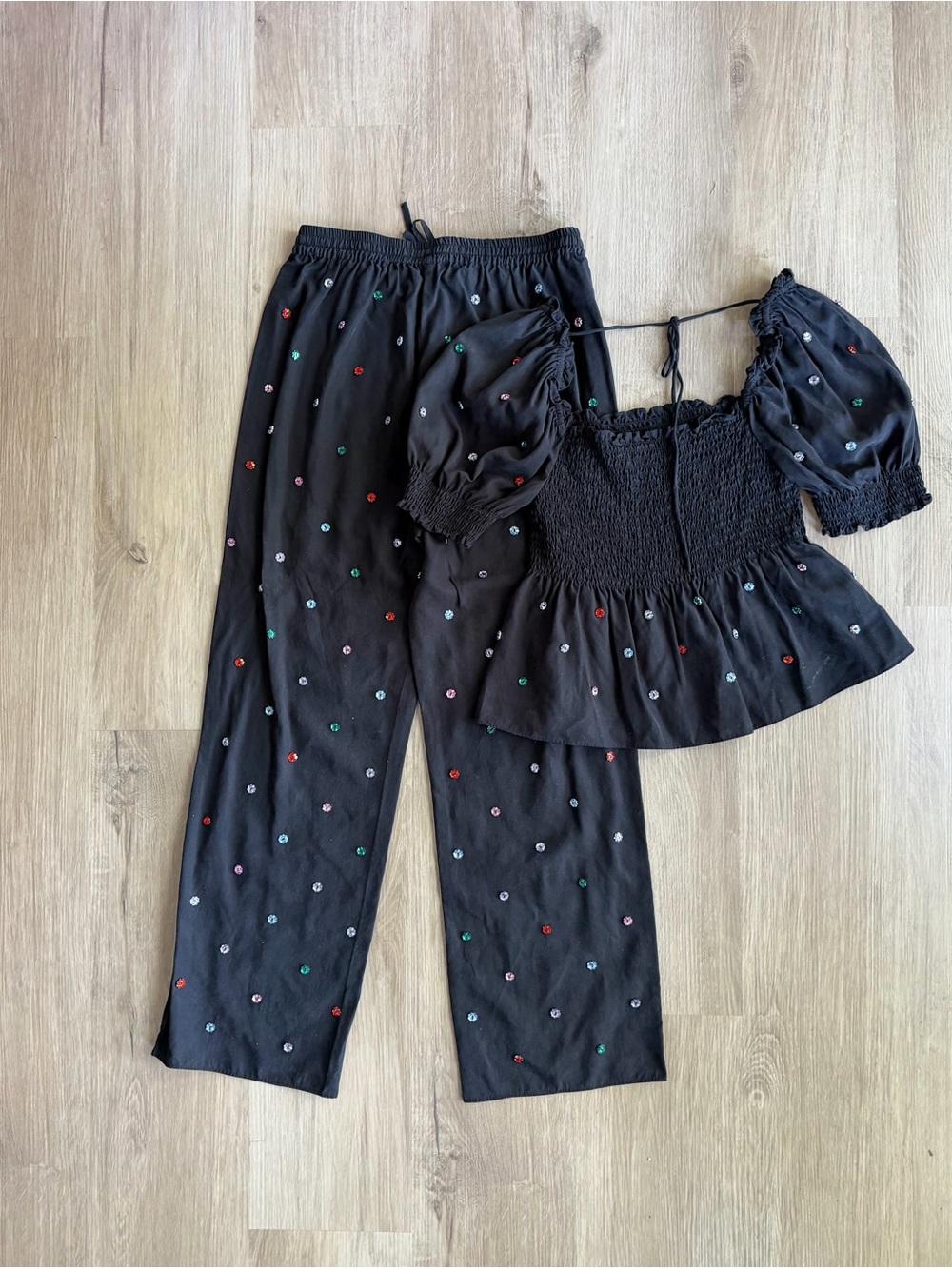 Hill House Jewel Jammie Black Rhinestone Set Sz S